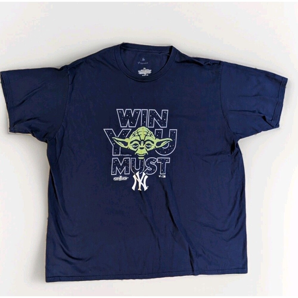 Star Wars Yoda New York Yankees T-Shirt 3XL Blue Win You Must MLB Postseason